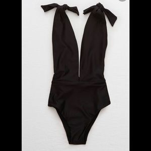 Aerie Low V Black Swim Suit